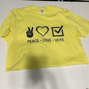 Peace Love Vote T-shirts Yellow